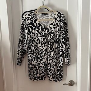 August Silk Monochrome Leaf Print Cardigan